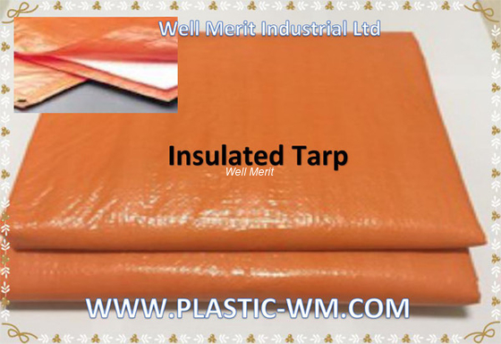 8*8Mesh Orange PE Insulated Tarpaulin   Insulated Tarp Covering  Insulated Tarp