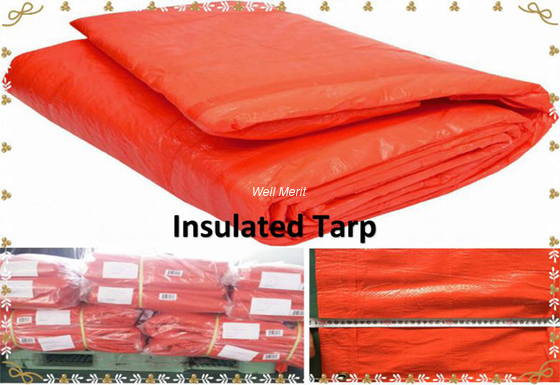 8*8Mesh Orange PE Insulated Tarpaulin   Insulated Tarp Covering  Insulated Tarp