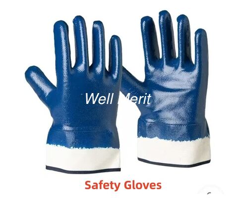 Heavy Duty  Double Dipped  Nitrile Coating Waterproof Blue  Safety Work Gloves