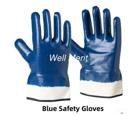 Heavy Duty  Double Dipped  Nitrile Coating Waterproof Blue  Safety Work Gloves