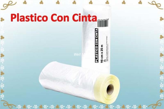 Pre-Taped Masking Film/ Plastico Con Cinta For Painting