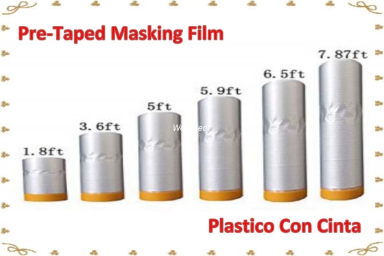 Pre-Taped Masking Film/ Plastico Con Cinta For Painting